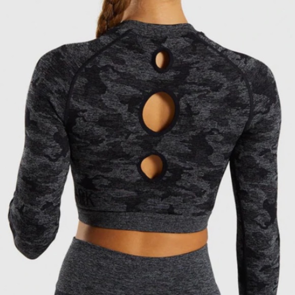 Gymskark adapt camo seamless long sleeve crop top - Size Small - Picture 2 of 5